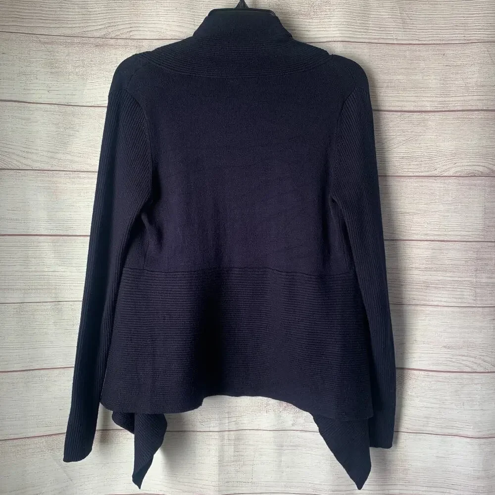 Verve Ami Navy Blue Cardigan Sweater Open Front Long Sleeves Size Small